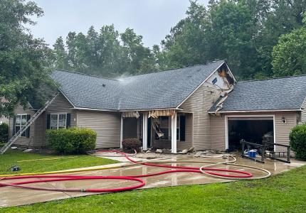 Home damaged by fire on Wentworth Dr. in Bluffton