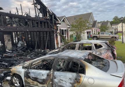 Home and cars destroyed by fire